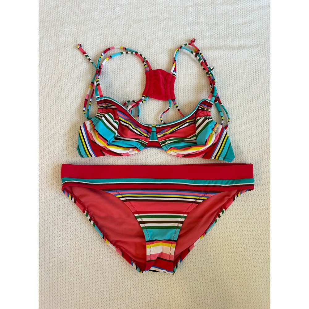 Profile Blush by Gottex Candycane Underwire Striped Bikini Top & Bottom Sz. M - Picture 2 of 10